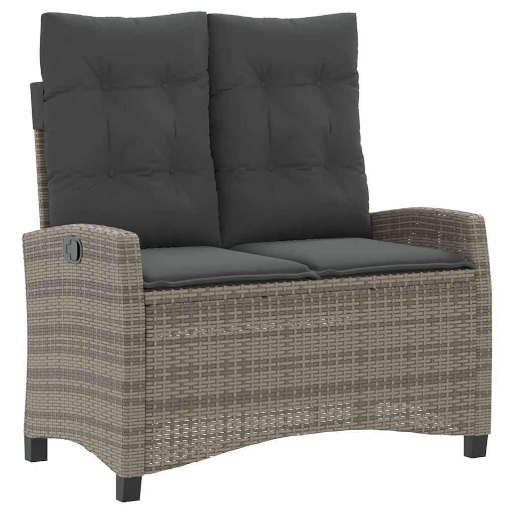 GARTENBANK Verstellbar Mit Kissen Grau Poly Rattan - Grau, Kunststoff (105/93/66cm) - vidaXL