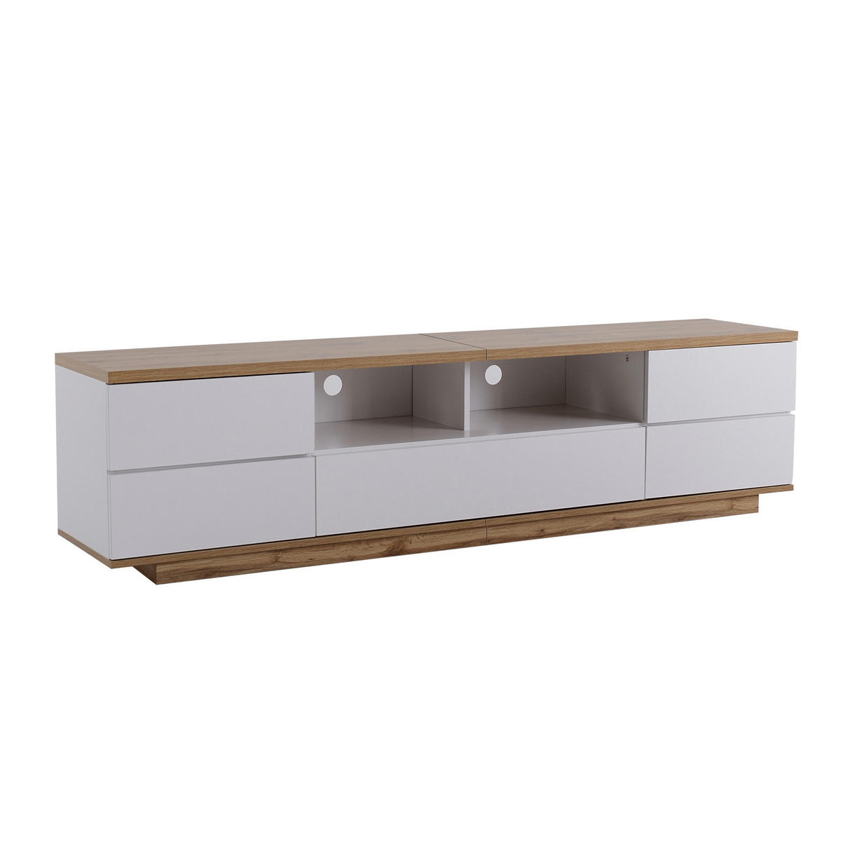 LOWBOARD 180/46/38 cm aus MDF mit Gitterfront und 5 Türen Weiß/Natur - Weiß, Holzwerkstoff (180/46/38cm) - Modenvie