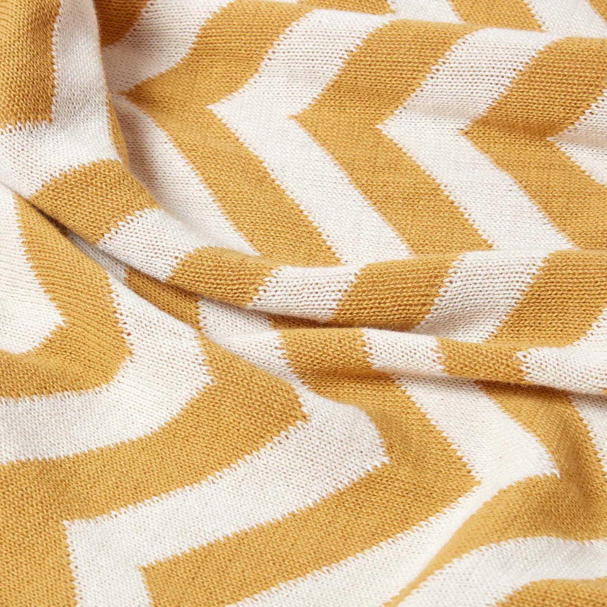 STRICKDECKE 150/200 cm, Zickzack-Muster Baumwolle - Dunkelgelb, Textil (150/200cm) - Homescapes