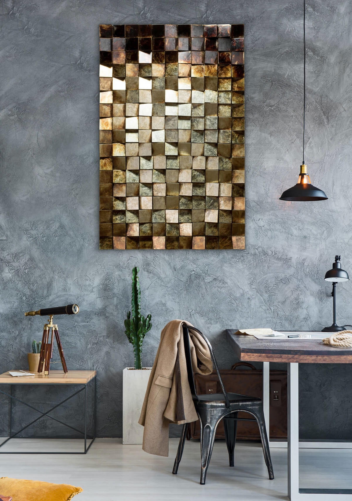 WANDBILD Silber 62/104 cm - Silberfarben/Braun, Holz/Kunststoff (6.8/104cm) - KUNSTLOFT