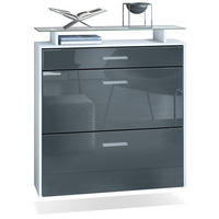 SCHUHSCHRANK Malea Front in Grau Hochglanz - Grau, Holzwerkstoff (89/96/23cm) - Vladon