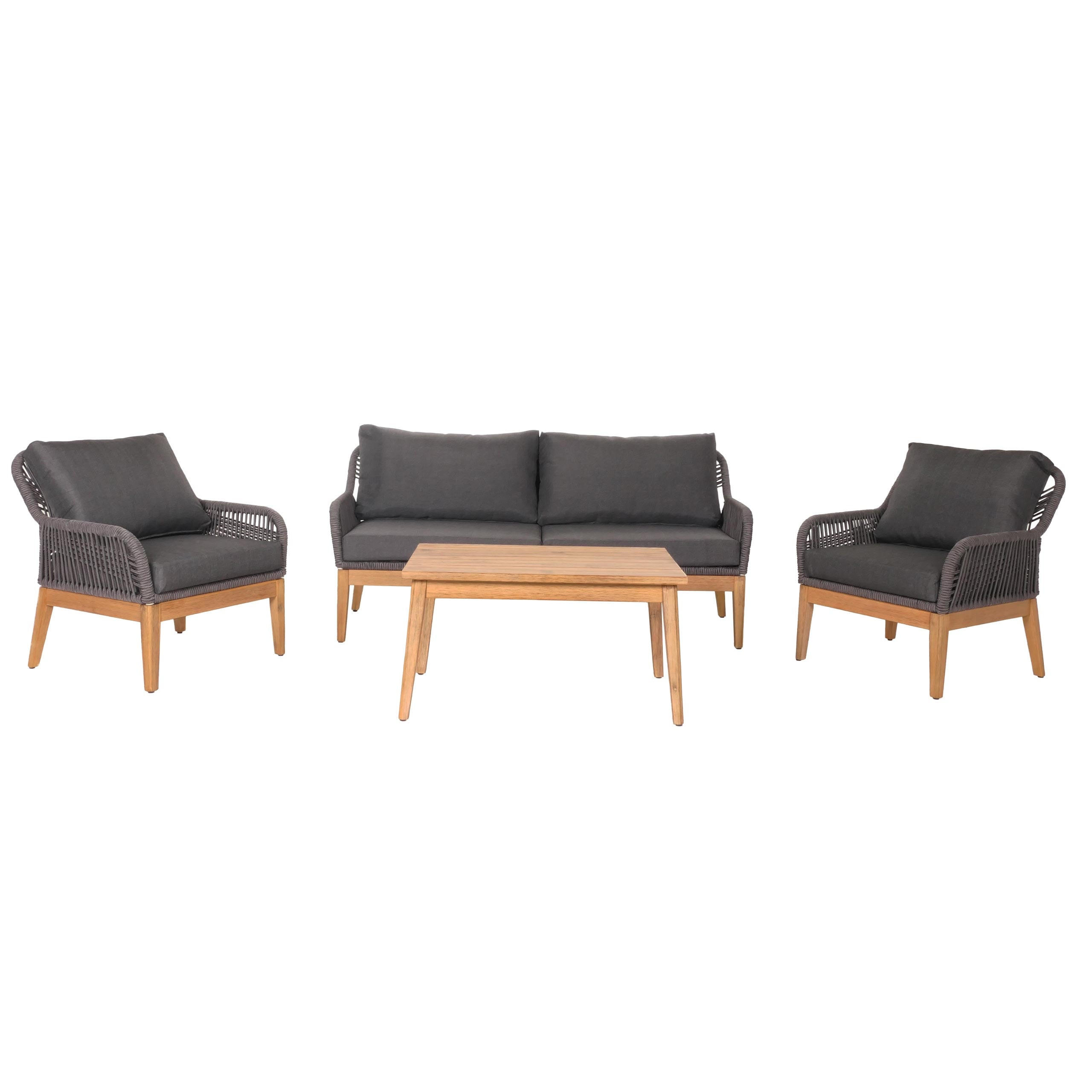 GARTENGARNITUR Dunkelgrau - Grau, Holz - PROREGAL