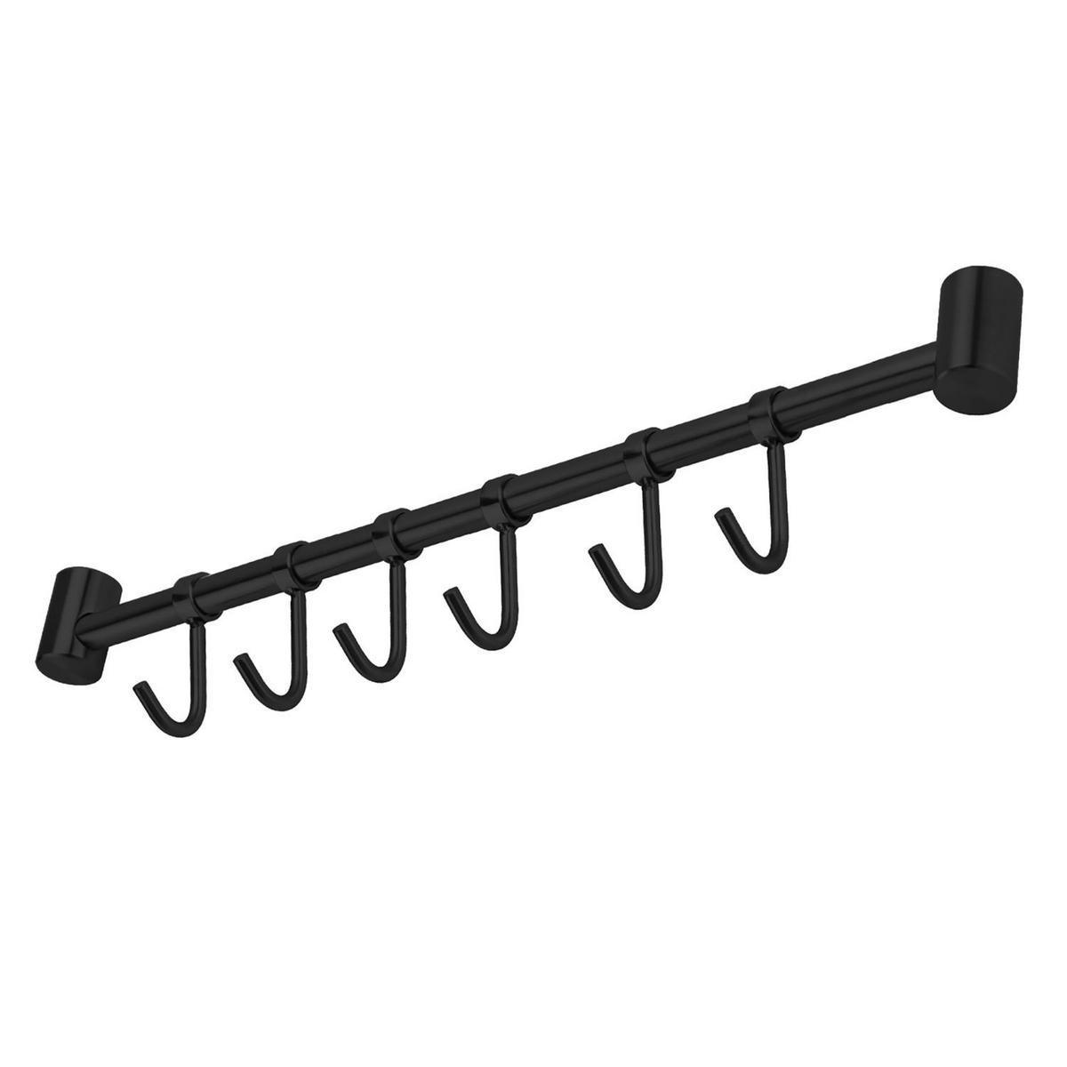 KÜCHEN HAKENLEISTE mit 7 Haken - Schwarz, Metall (3.4/2.2/35.8cm) - Intirilife