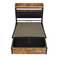 STAURRAUMBETT 90/200 cm DE-02023, in Schwarz, mit hydraulischem Hub und USB - Schwarz, Metall (90/200cm) - ComfortXL