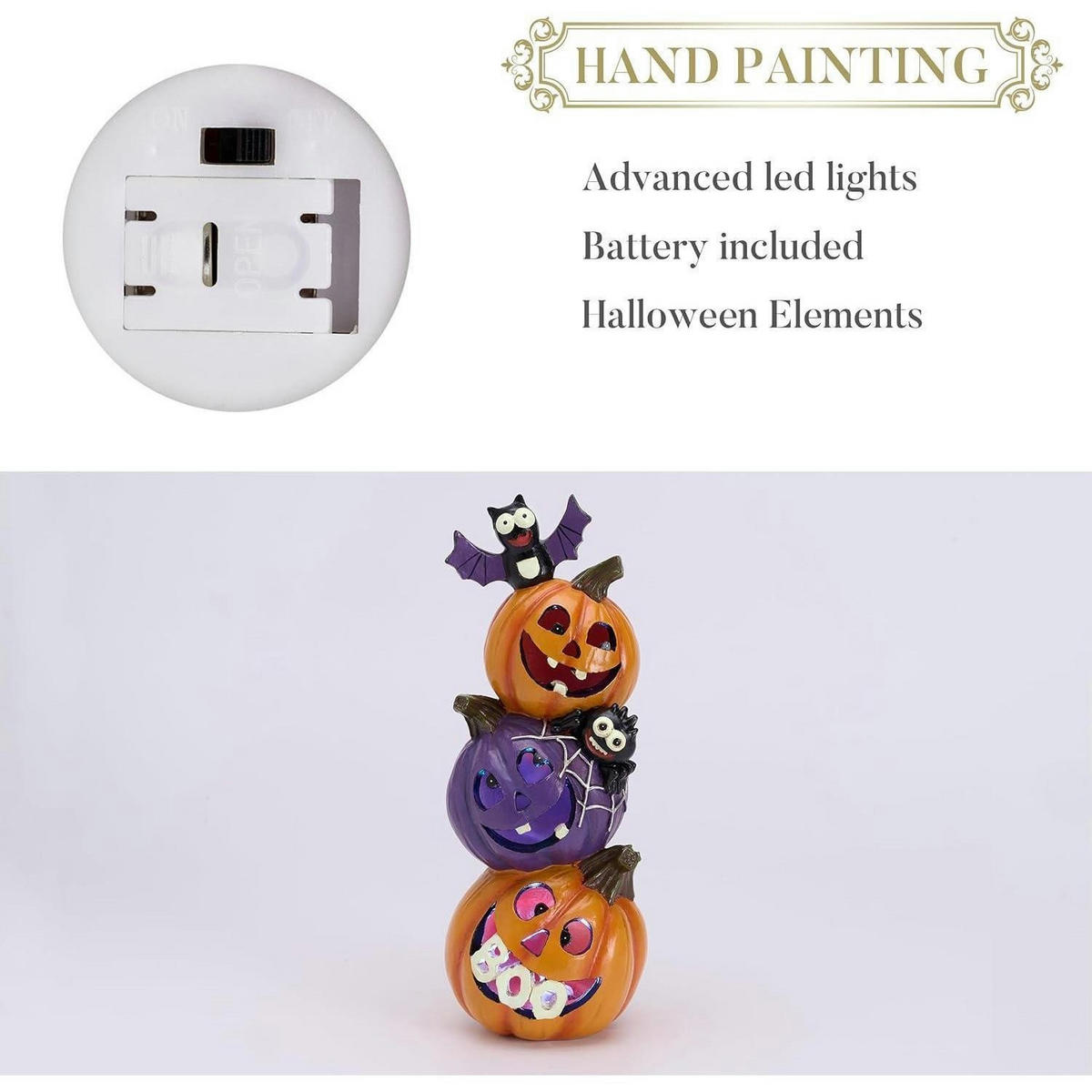 HALLOWEEN Deko Kürbis Figur mit LED Licht 25cm - Multicolor, Kunststoff (14/14/30cm)