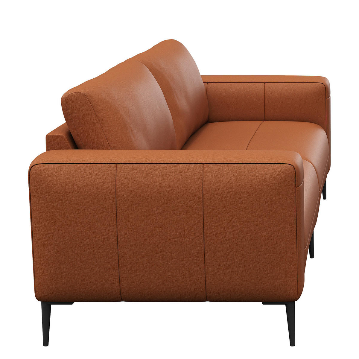 3-SITZER SOFA - Kastanienfarben/Schwarz, Leder/Metall (225/77/88cm) - home24