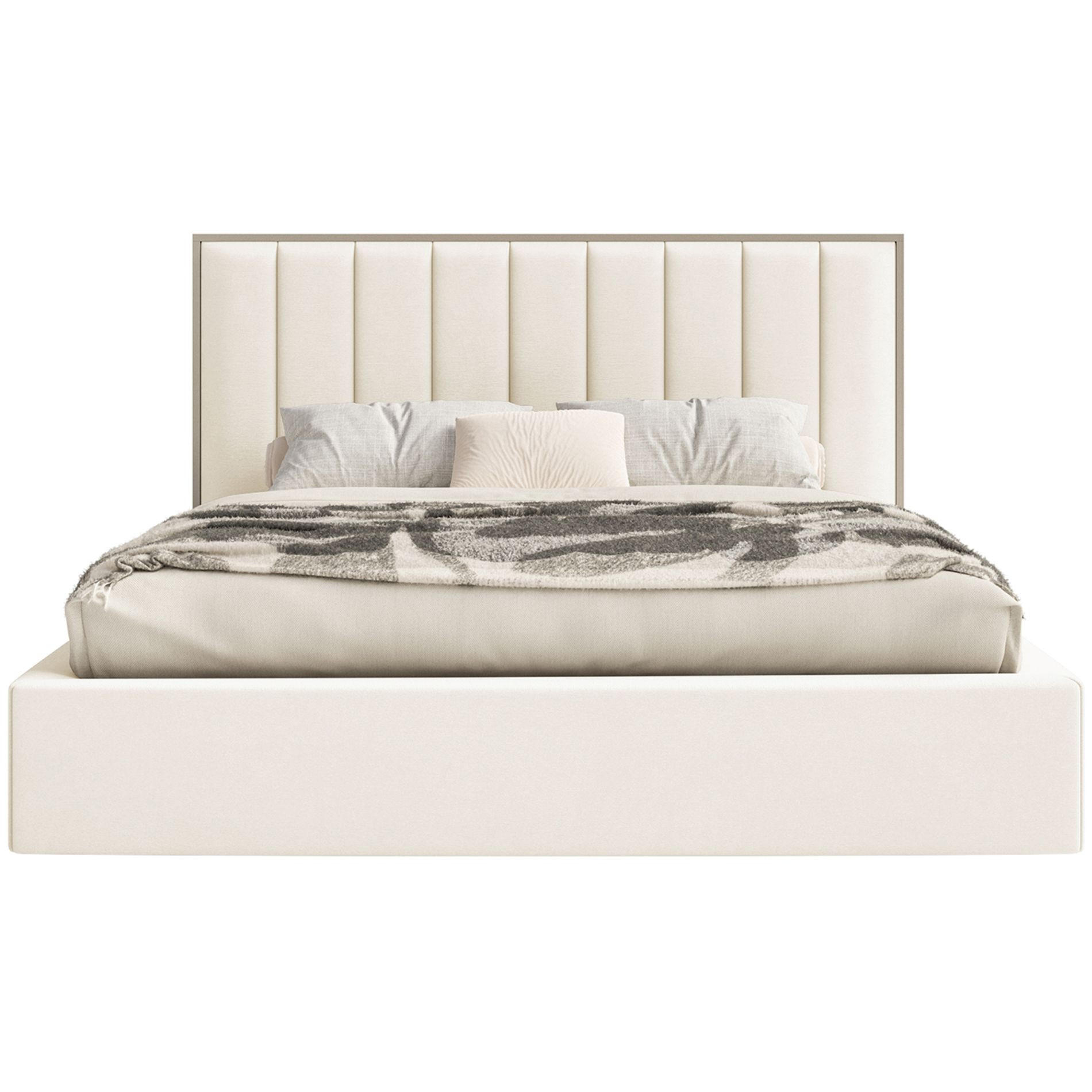 POLSTERBETT Togents Creme mit Veloursbezug und LED, 140x200 cm - Creme, Textil (140/200cm) - Selsey