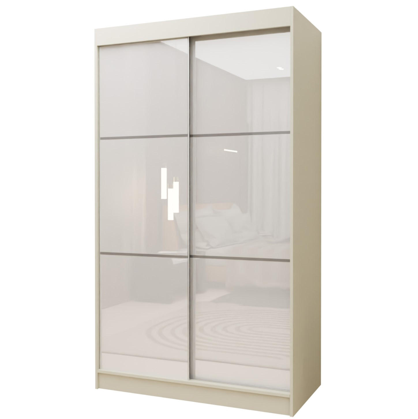 SCHWEBETÜRENSCHRANK VITALE 120/216/61 cm 2-türig Kaschmir - Kaschmir/Weiß, Holzwerkstoff (120/216/61cm) - MASSENO