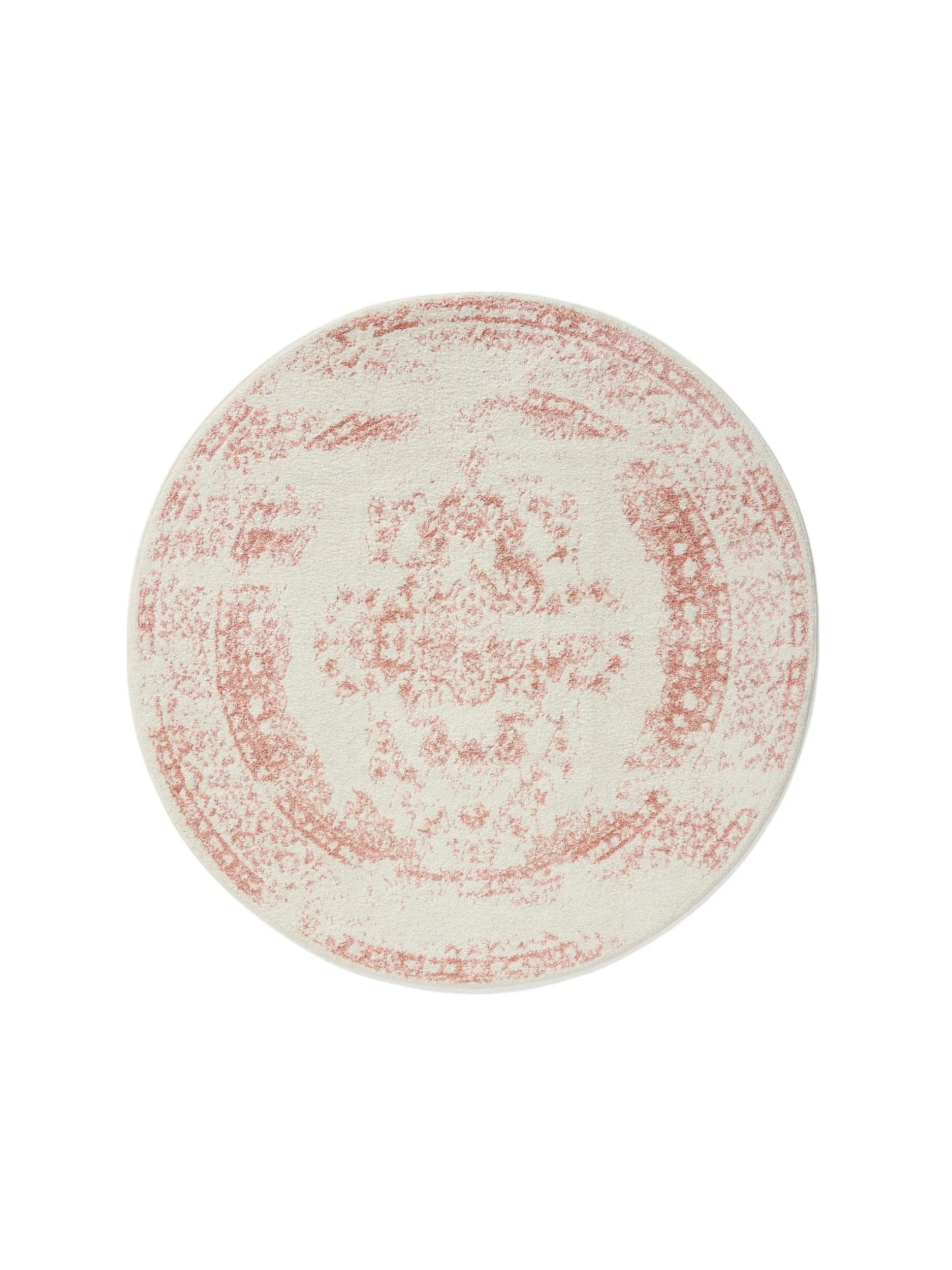 VINTAGE-TEPPICH Sia ø 120 cm rund - Creme/Rosa, Kunststoff (120/120cm) - benuta