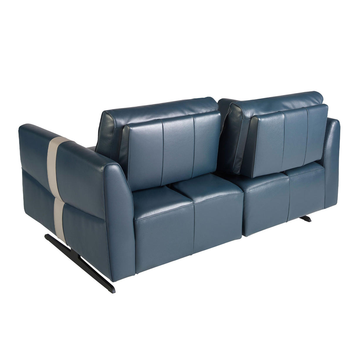 ANGEL Cerdá 2‑sitziges Ledersofa Modell 6195 - Blau/Schwarz, Leder/Metall (173/92/110cm) - ANGEL CERDA