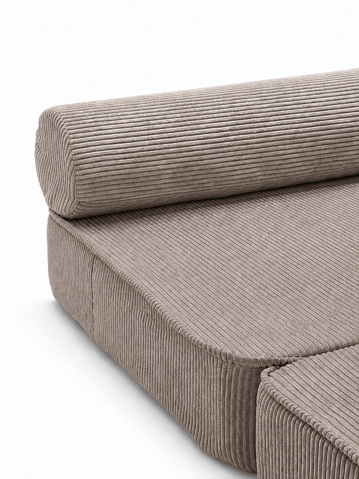 SCHLAFSESSEL ausklappbar, modularer Bodensessel mit Rückenrolle in Taupe - Taupe, Textil (80/62/95cm) - SURB
