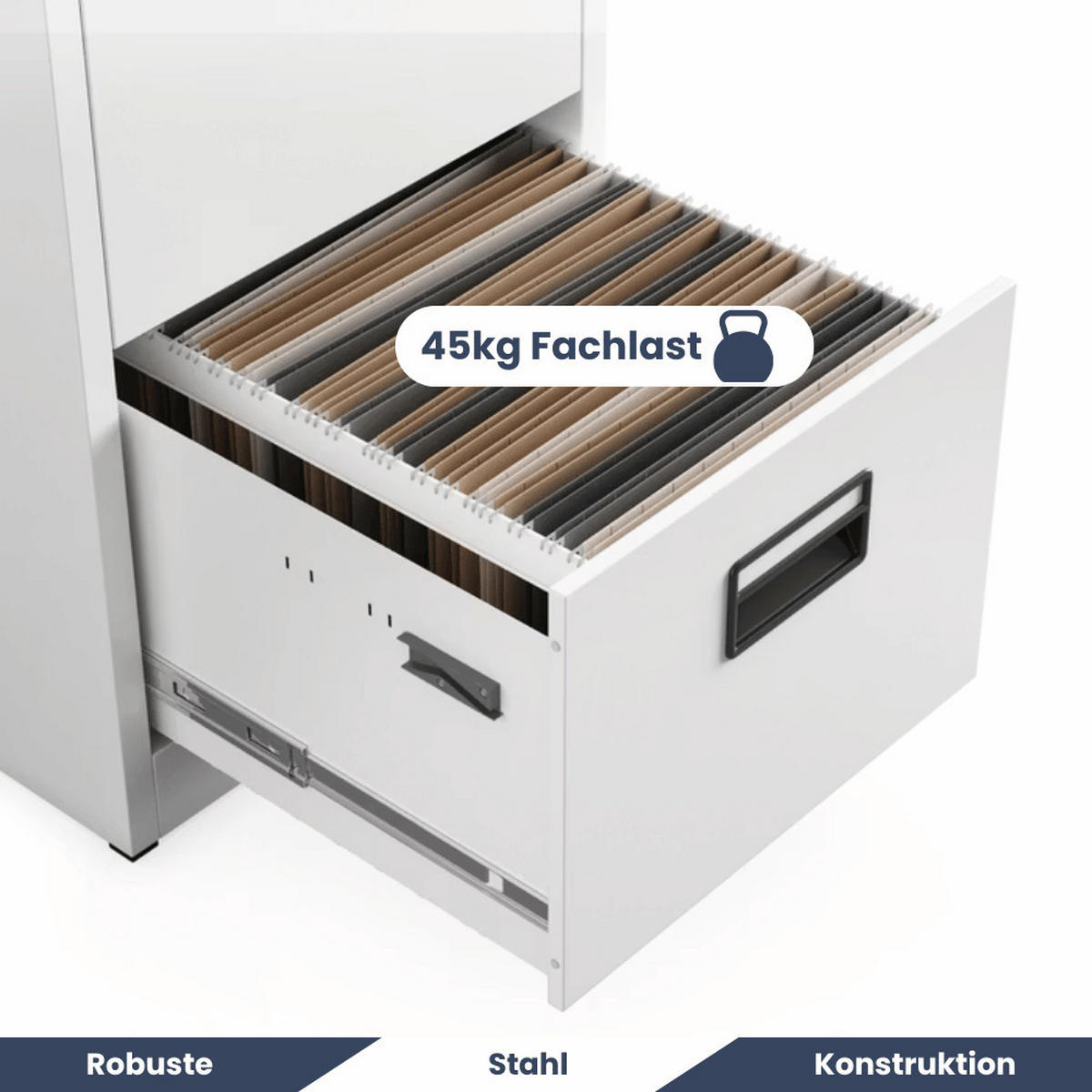 HÄNGEREGISTERSCHRANK abschließbar TION 5 Schubladen 163x46x62cm Weiß - Weiß, Metall (46/163/62cm) - DELUKE