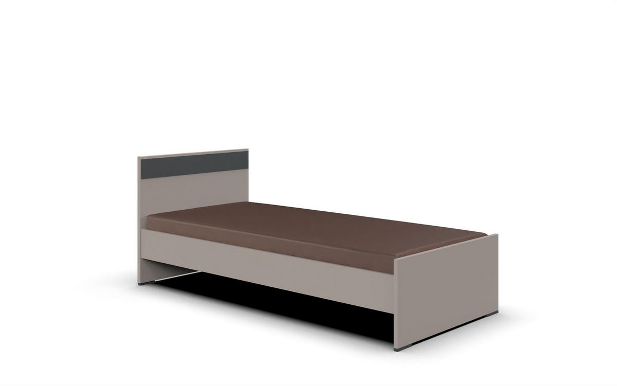 JUGENDZIMMER Bahamas Saharagrau- Grafit 8 teilig mit Schwebetürenschrank - Grau, Holzwerkstoff (80/200/120cm)