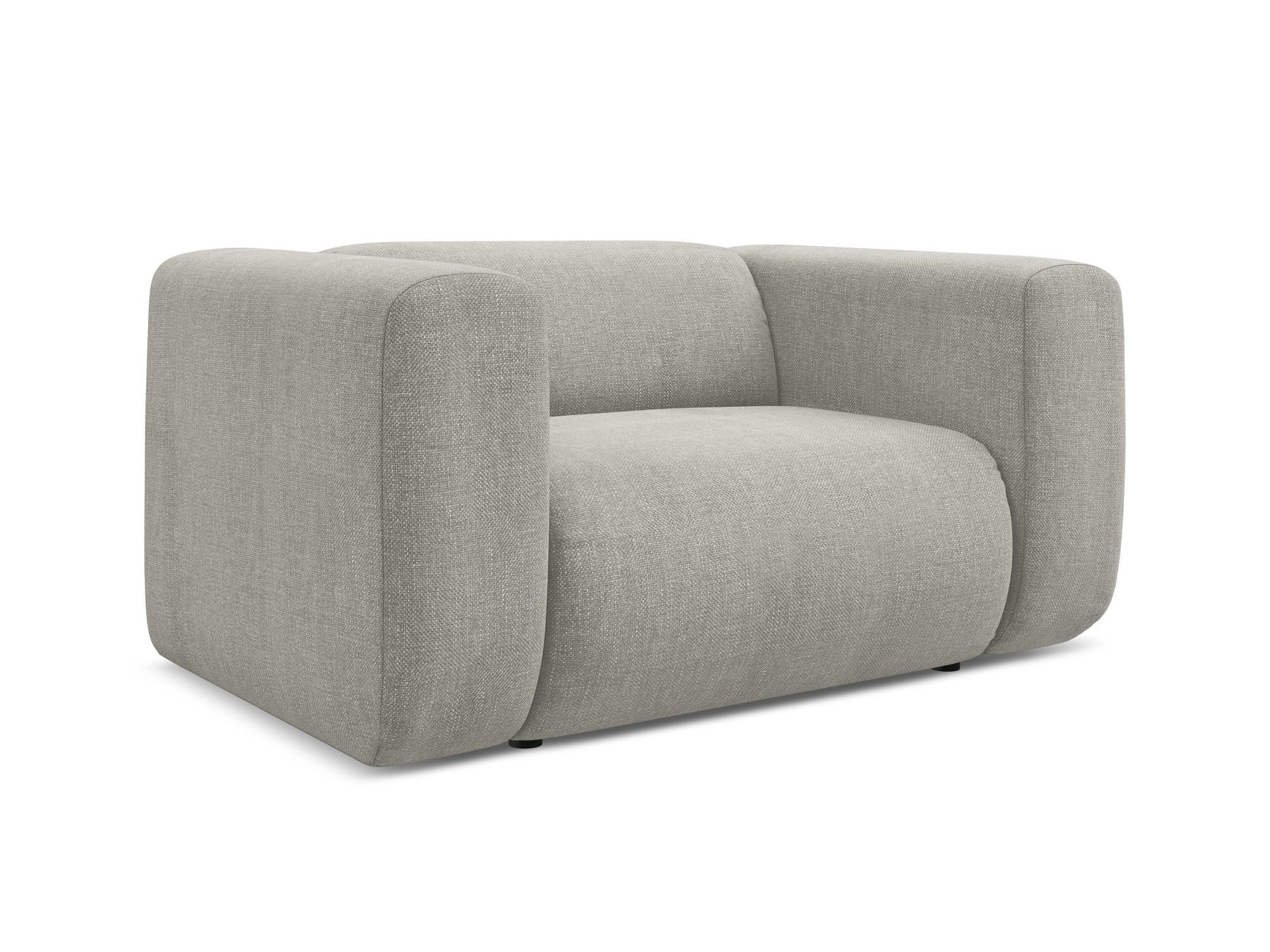 SESSEL Chenille Stoff Beige - Beige/Schwarz, Kunststoff/Textil (137/70/89cm) - Makamii