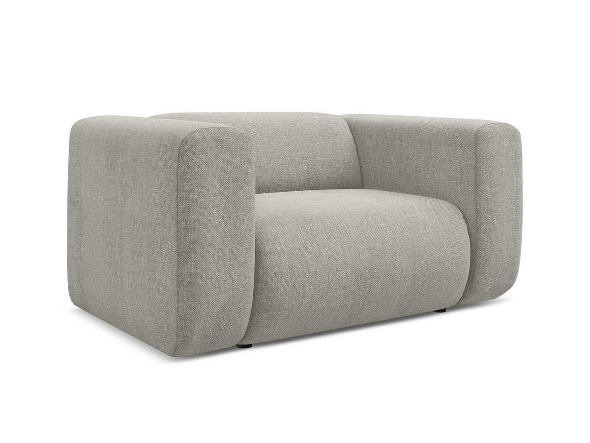 SESSEL Chenille Stoff Beige - Beige/Schwarz, Kunststoff/Textil (137/70/89cm) - Makamii