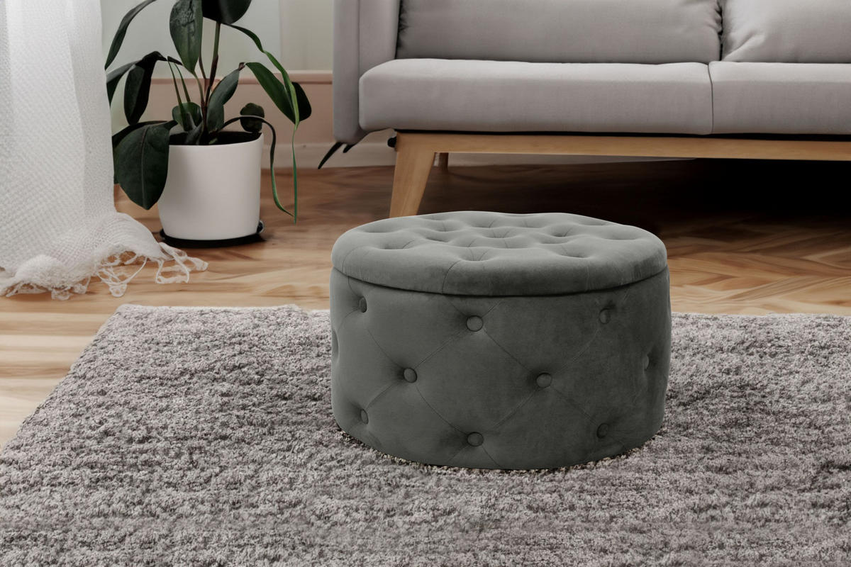 POLSTERHOCKER Graphit 55/30/55 - Graphitfarben, Textil (55/30/55cm) - RAUMHIRSCH FURNITURE