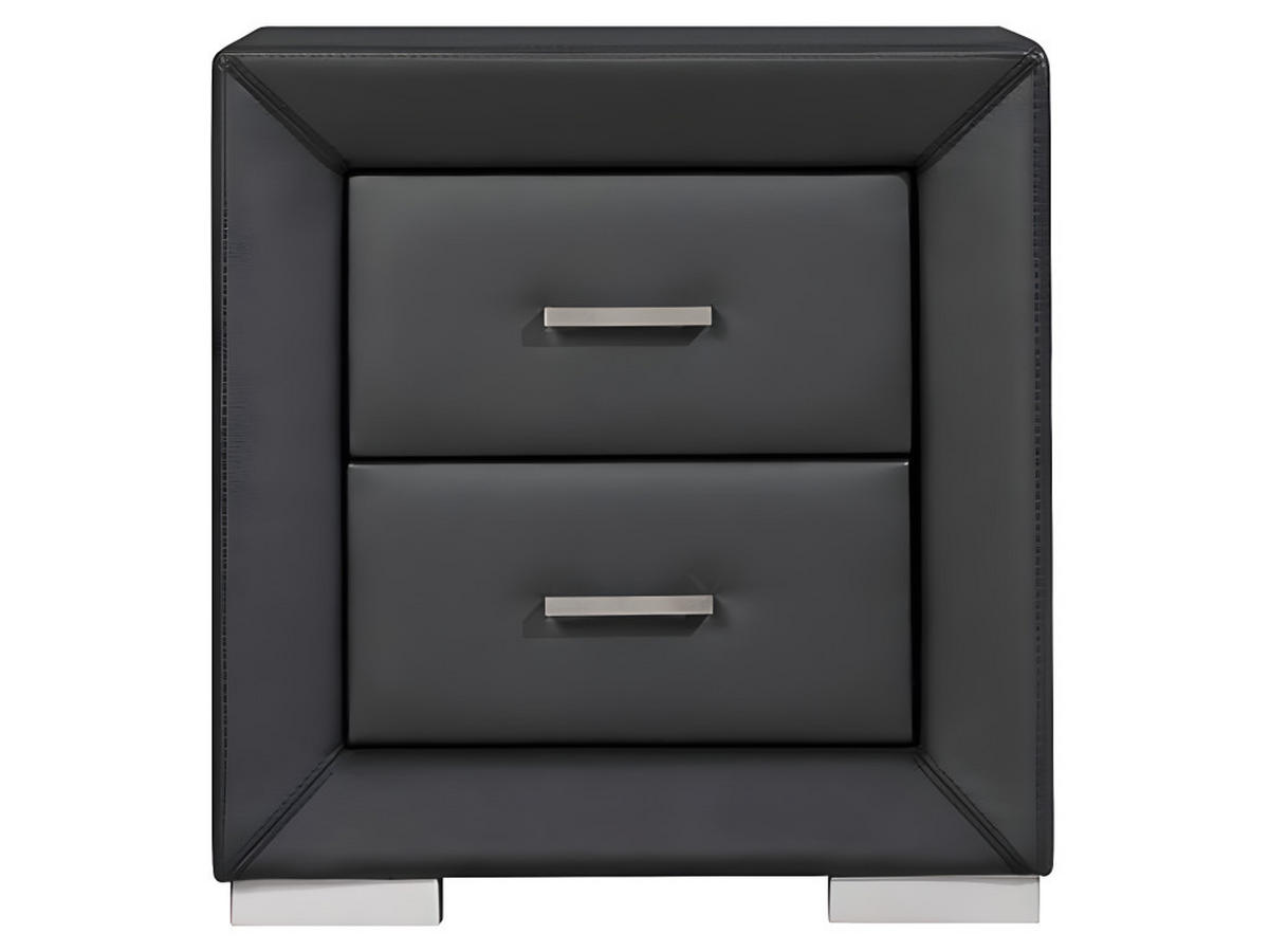 2ER-SET Nachttische mit 2 Schubladen - Kunstleder - Schwarz - CAPITOLE - Schwarz, Leder (43/54.5/51.5cm) - Vente-Unique
