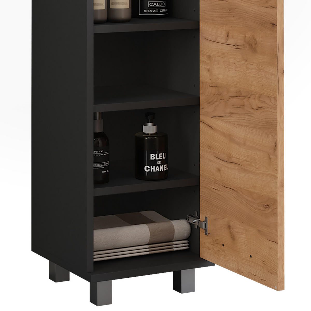 MIDISCHRANK Ilias Anthrazit/Goldkraft Eiche 30.2 x 190 cm mit 2 Türen - Honigeiche/Anthrazit, Holzwerkstoff (30.2/95/30cm) - Vicco
