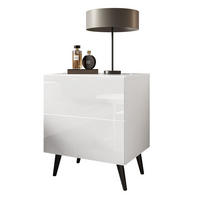 NACHTTISCH AURA LUX PUSH OPEN auf Beinen – Beinfarbe: Schwarz - Weiß, Holzwerkstoff (45/55/38.5cm) - Lookway