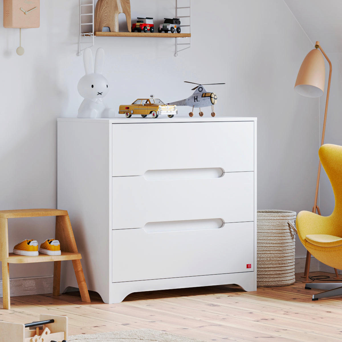 DJEČJA KOMODA Ova Bijeli - bijela, drvni materijal (88.5/89.5/52cm) - Petits-meubles