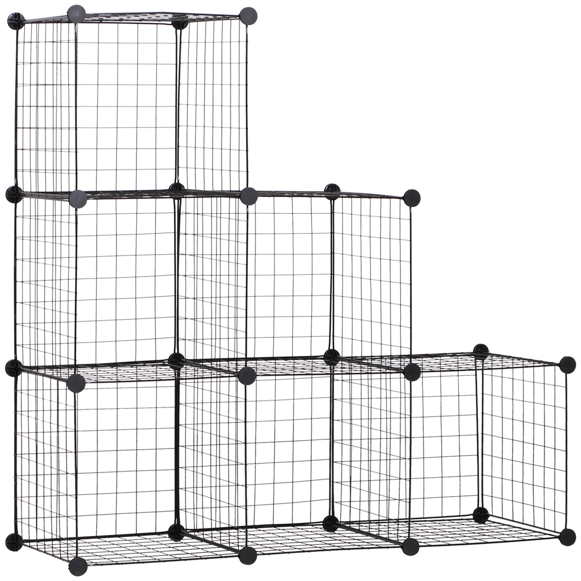 STECKREGAL mit 6 Fächern, Schwarz, 109 x 37 x 109 cm - Schwarz, Metall (109/109/37cm) - HOMCOM