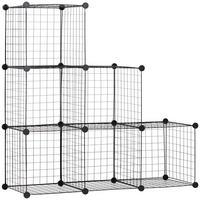 STECKREGAL mit 6 Fächern, Schwarz, 109 x 37 x 109 cm - Schwarz, Metall (109/109/37cm) - HOMCOM