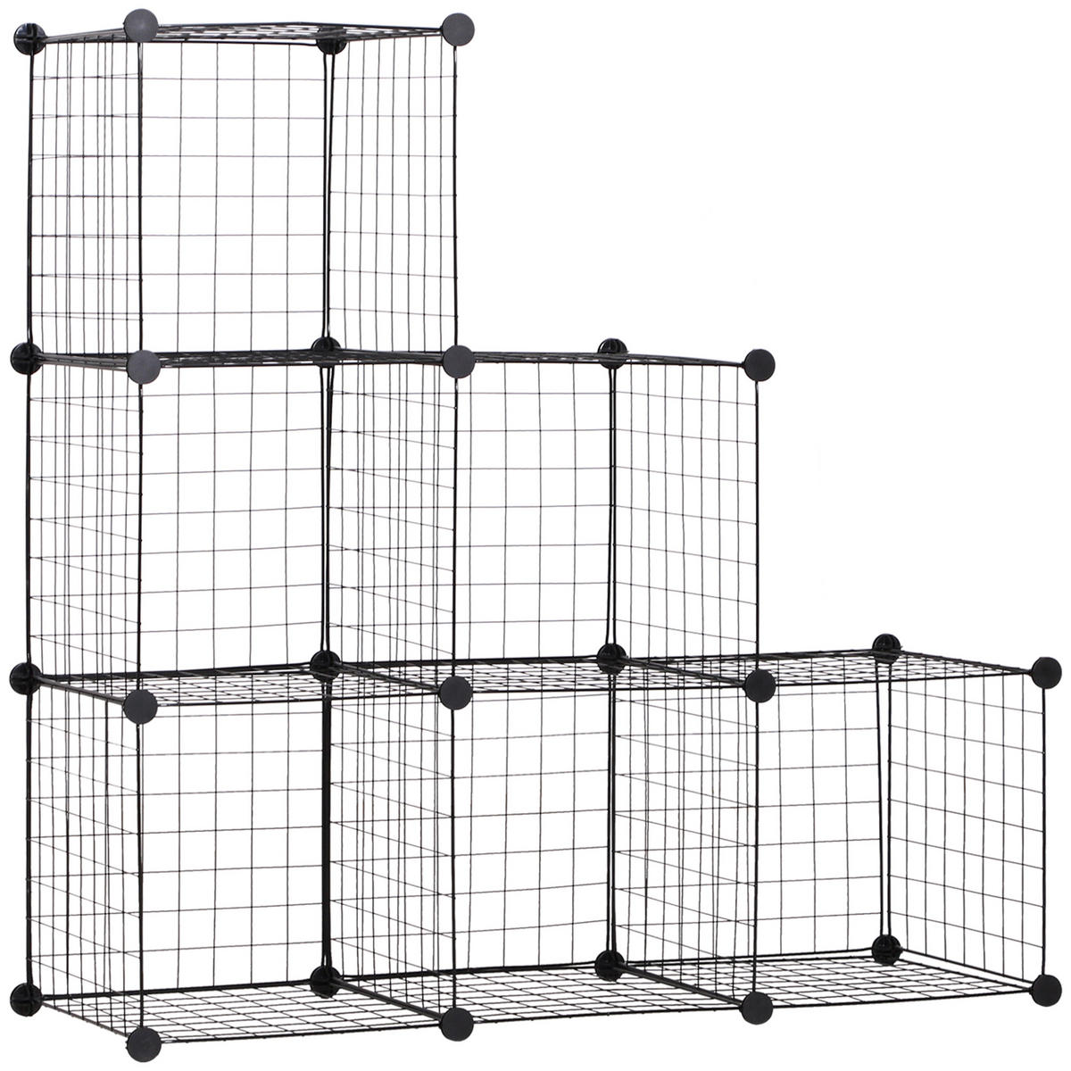 STECKREGAL mit 6 Fächern, Schwarz, 109 x 37 x 109 cm - Schwarz, Metall (109/109/37cm) - HOMCOM