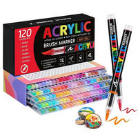 ACRYLSTIFTE Set 120 Farben Pinselspitze - Multicolor, Kunststoff (1/1/14cm)
