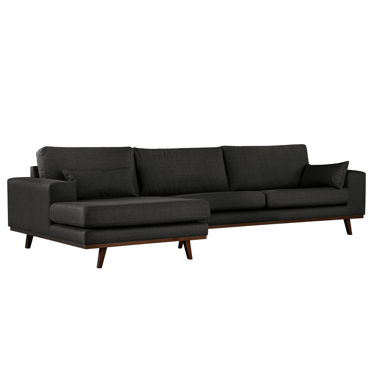 ECKSOFA mit Longchair - Buchefarben/Schwarz, Buchenholz/Textil (281/153cm) - home24