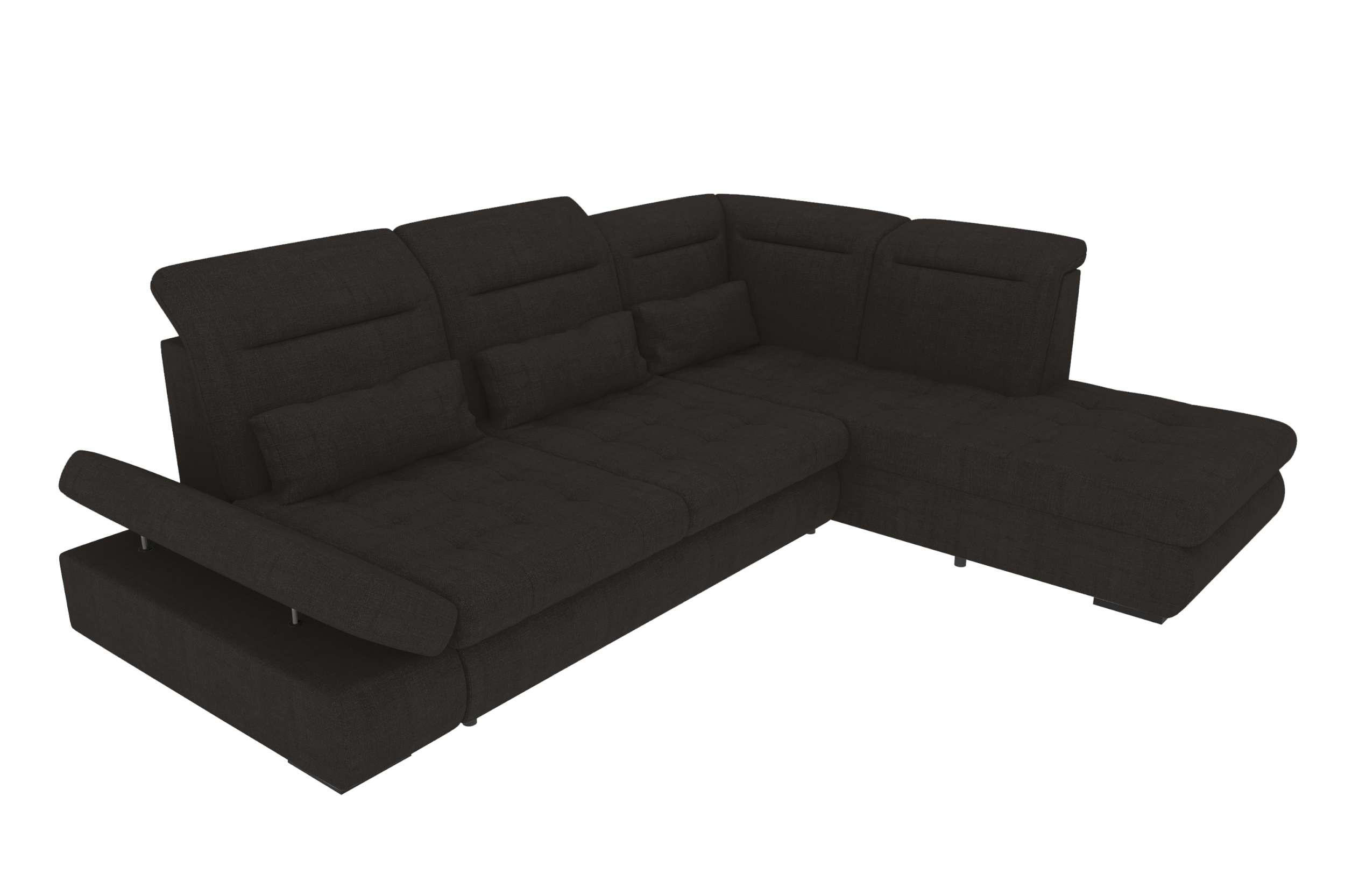 ECKSOFA Toscana Velours inkl. Schlaffunktion - Schwarz, Textil (279/227cm) - 99rooms