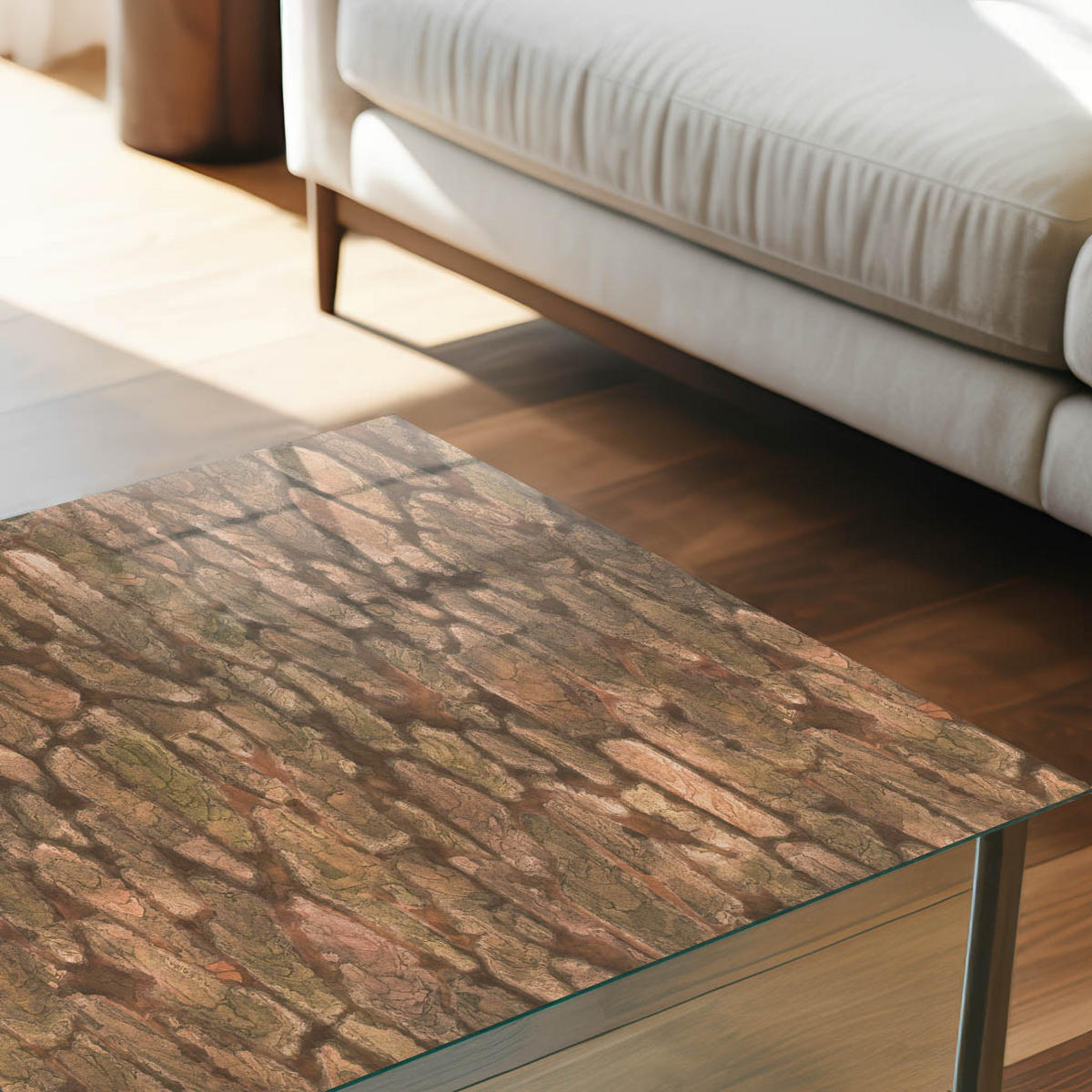 GLASPLATTE 80x60 cm – Rustikale Rinde - Braun, Glas (0.4/80/60cm) - ArtPrintCave