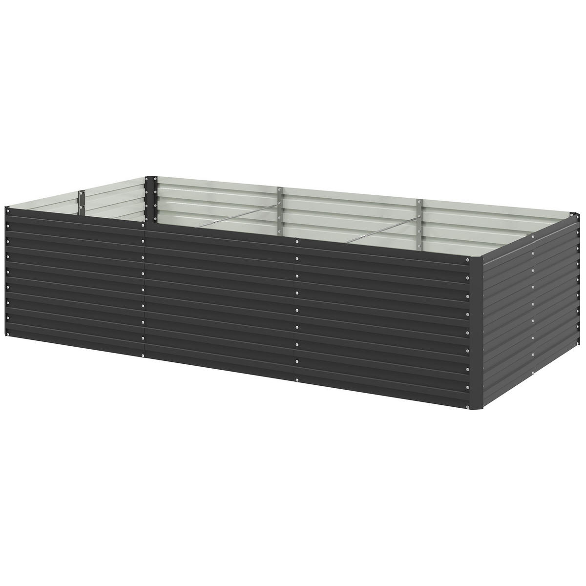 HOCHBEET DE-12170 240/120/60 cm, e/tra tief, offener Boden Grau - Dunkelgrau, Metall (240/60/120cm) - ComfortXL