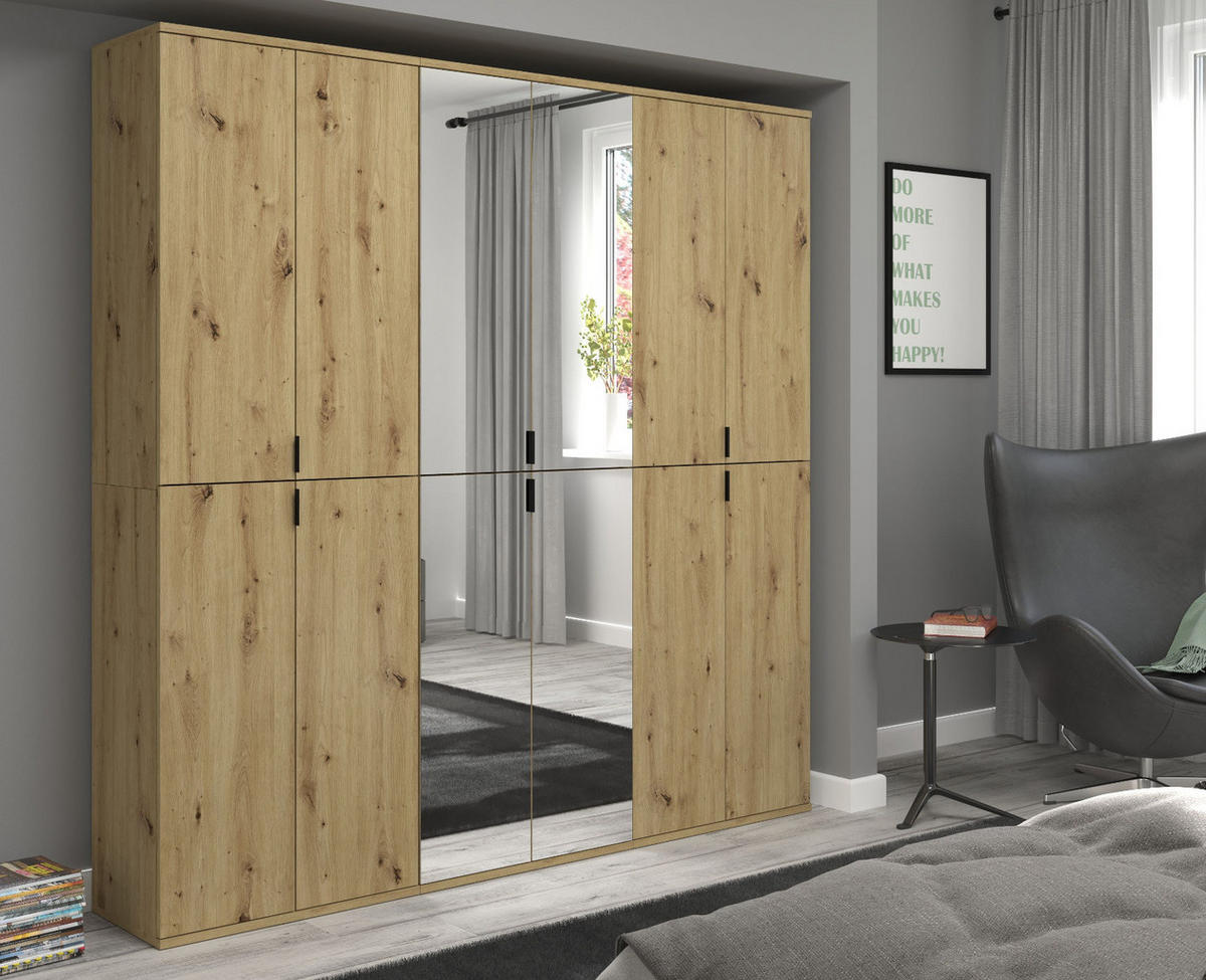 GARDEROBENSCHRANK Eiche 61 cm, Flurschrank mit flexibler Inneneinteilung - Schwarz/Eiche Artisan, Holzwerkstoff/Kunststoff (61/193/34cm) - Inn.Furn