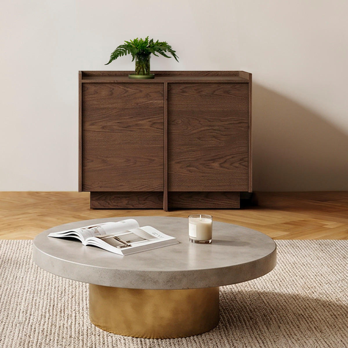 SIDEBOARD Japandi Tmavé dřevo - hnědá, kompozitní dřevo (101.7/89.6/38cm) - Petits-meubles