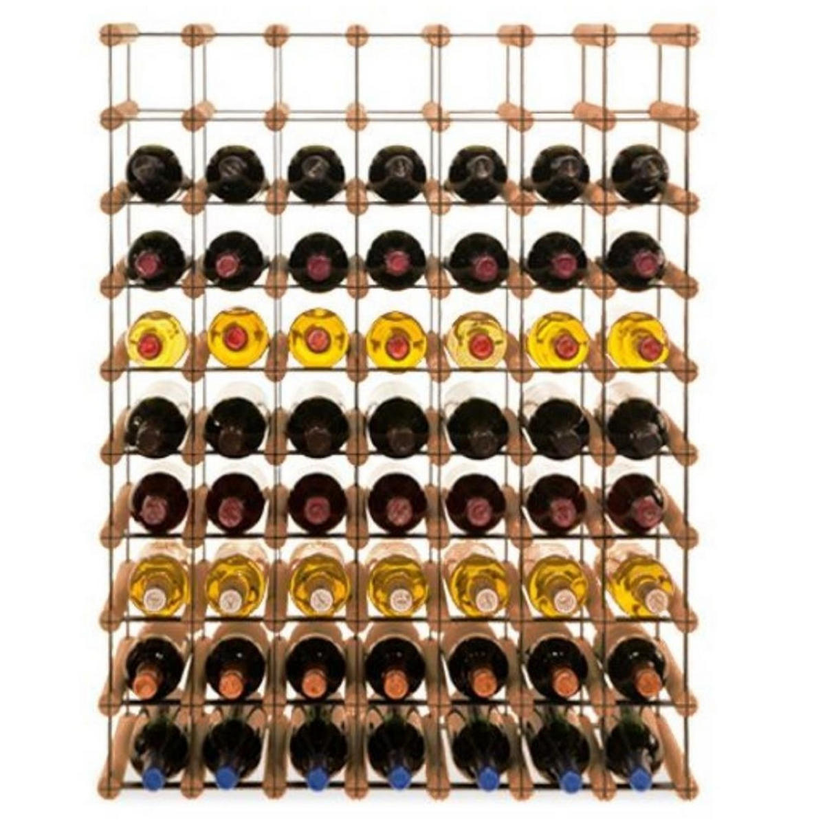 WEINREGAL Vinotega Mod Metal 92,5x72,5x24,5 cm 7x9 Flaschen Massives Kiefernholz Braun Geölt - Braun, Holz (72.5/92.5/24.5cm) - PROREGAL