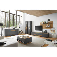 WOHNZIMMER-SET 6-TLG. Crisp-61 - Anthrazit, Holzwerkstoff (735/197/60cm) - Lomado