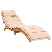 SONNENLIEGE | Mit Kissen Beige 55/184/64Cm Massivholz Akazie - Beige, Holz (184/65/55cm) - vidaXL