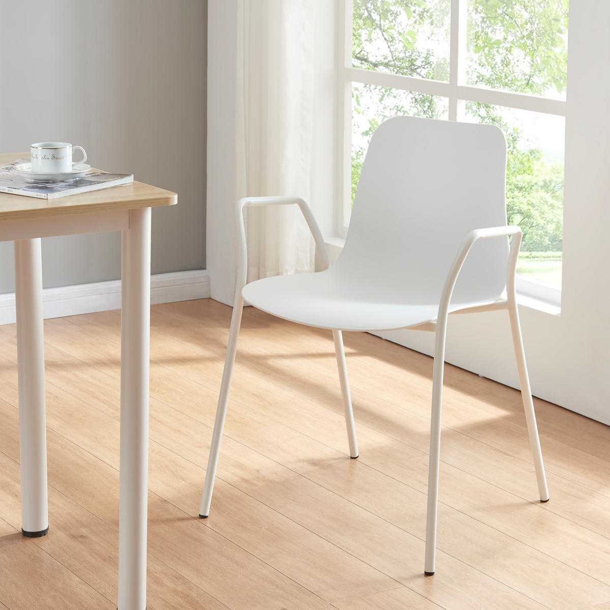 ESSZIMMERSTUHL Kankaanpää - Weiß, Kunststoff/Metall (57.5/80/52cm) - [en.casa]