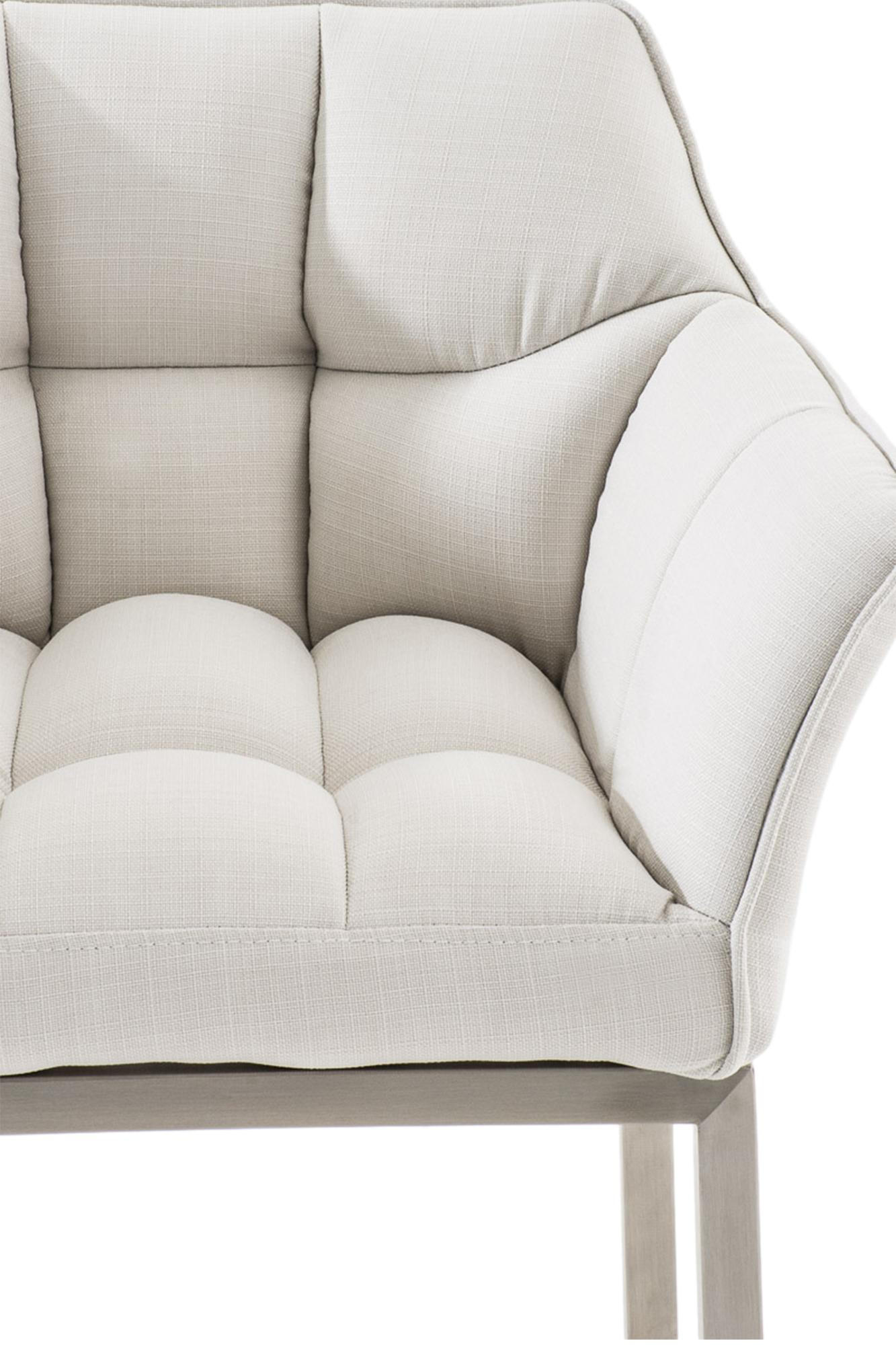 BARHOCKER Stoff weiß - Edelstahlfarben/Weiß, Textil/Metall (64/110/48cm) - CLP