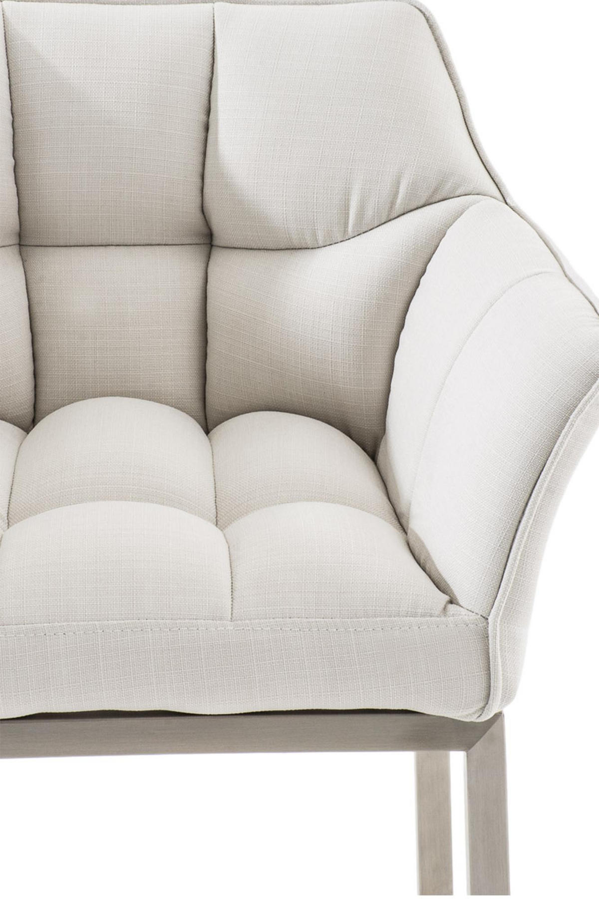 BARHOCKER Stoff weiß - Edelstahlfarben/Weiß, Textil/Metall (64/110/48cm) - CLP