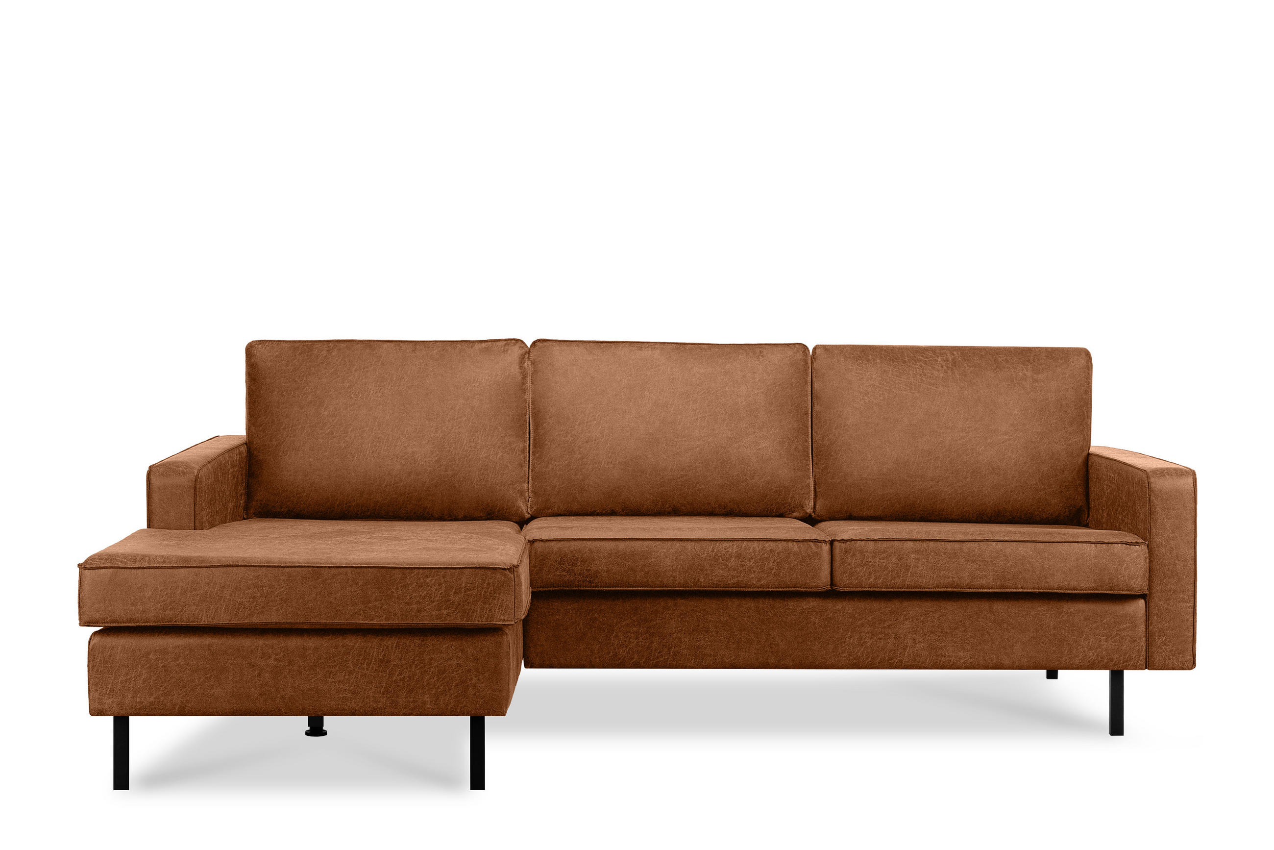 ECKSOFA-LINKS INVIA mit Armlehnen vintage, Lederoptik-Stoff, rot - Rot/Schwarz, Textil (234/160cm) - KONSIMO®