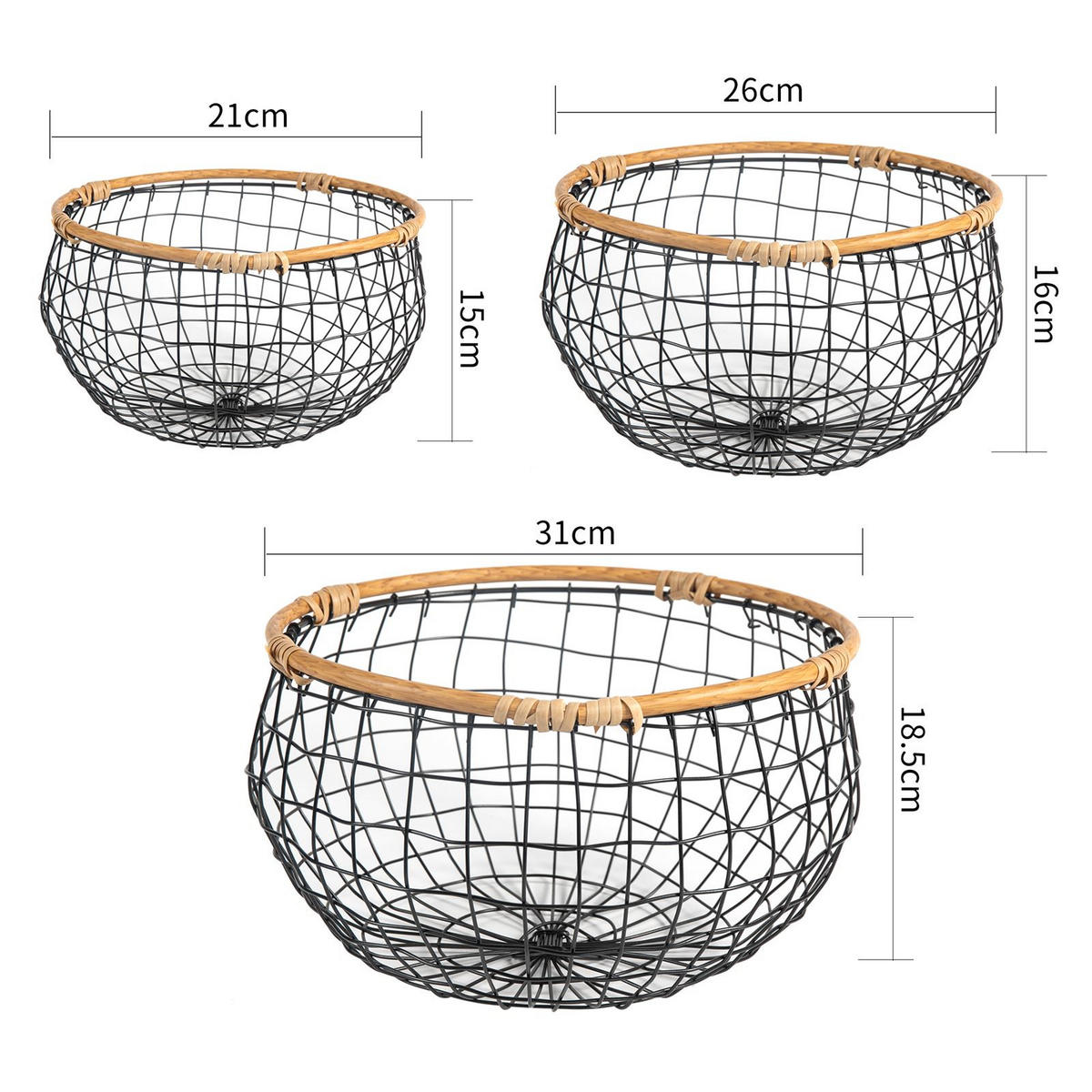 METALLKÖRBE LOU - Schwarz, Metall (31/20/31cm) - IDIMEX