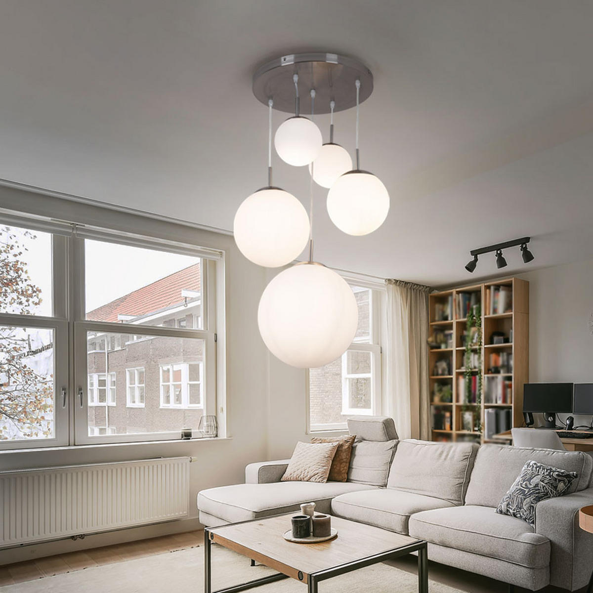LED HÄNGELEUCHTE BALLO Metall Weiß - Weiß, Metall (50/50/90cm) - Globo Lighting