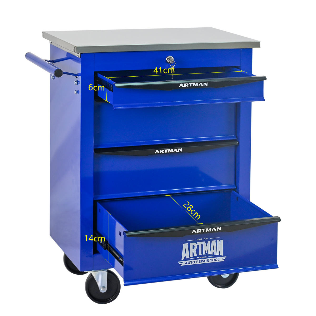 KOMBINATIONSKOFFER – 4 Schubladen, blau - Multicolor, Metall (34.5/78/62.5cm) - DCA