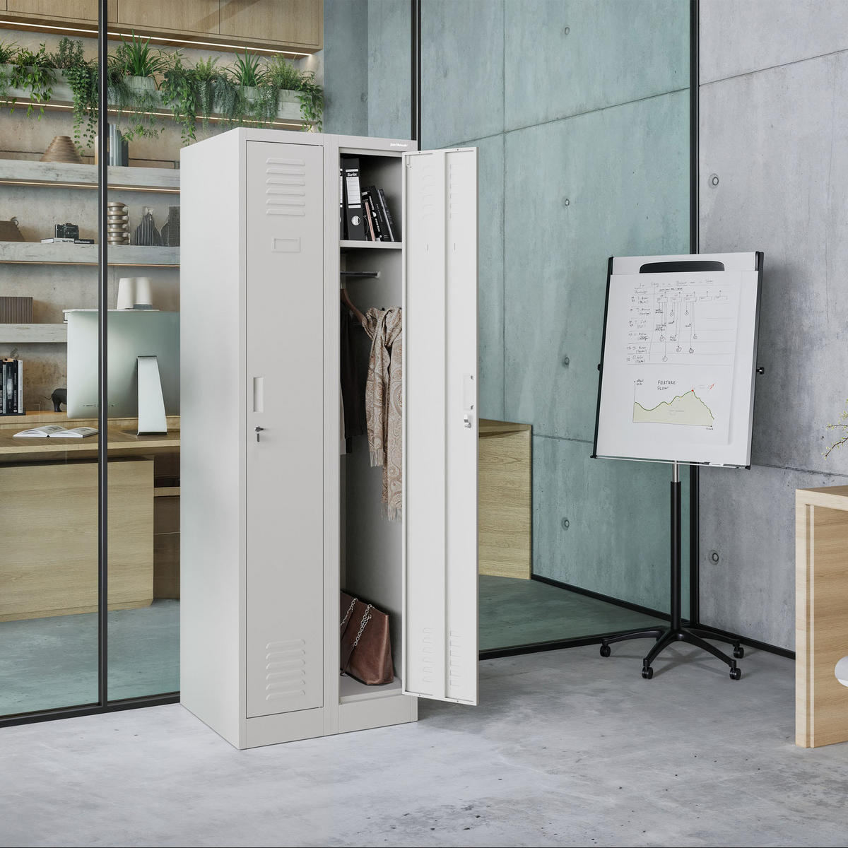 UMKLEIDESCHRANK KACPER II - Grau, Metall (60/180/50cm) - Jan Nowak