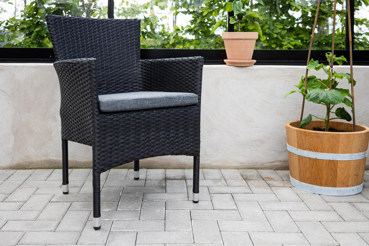 GARTENSTUHL 2er Set Schwarz - Schwarz, Holzwerkstoff (58/87/60cm) - ebuy24