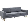 SOFA 3-Sitzer Couch Stoffsofa Sessel Sitzmöbel Polstersofa Loungesofa Armlehne - Dunkelgrau, Holz (82/78/200cm) - HOMCOM