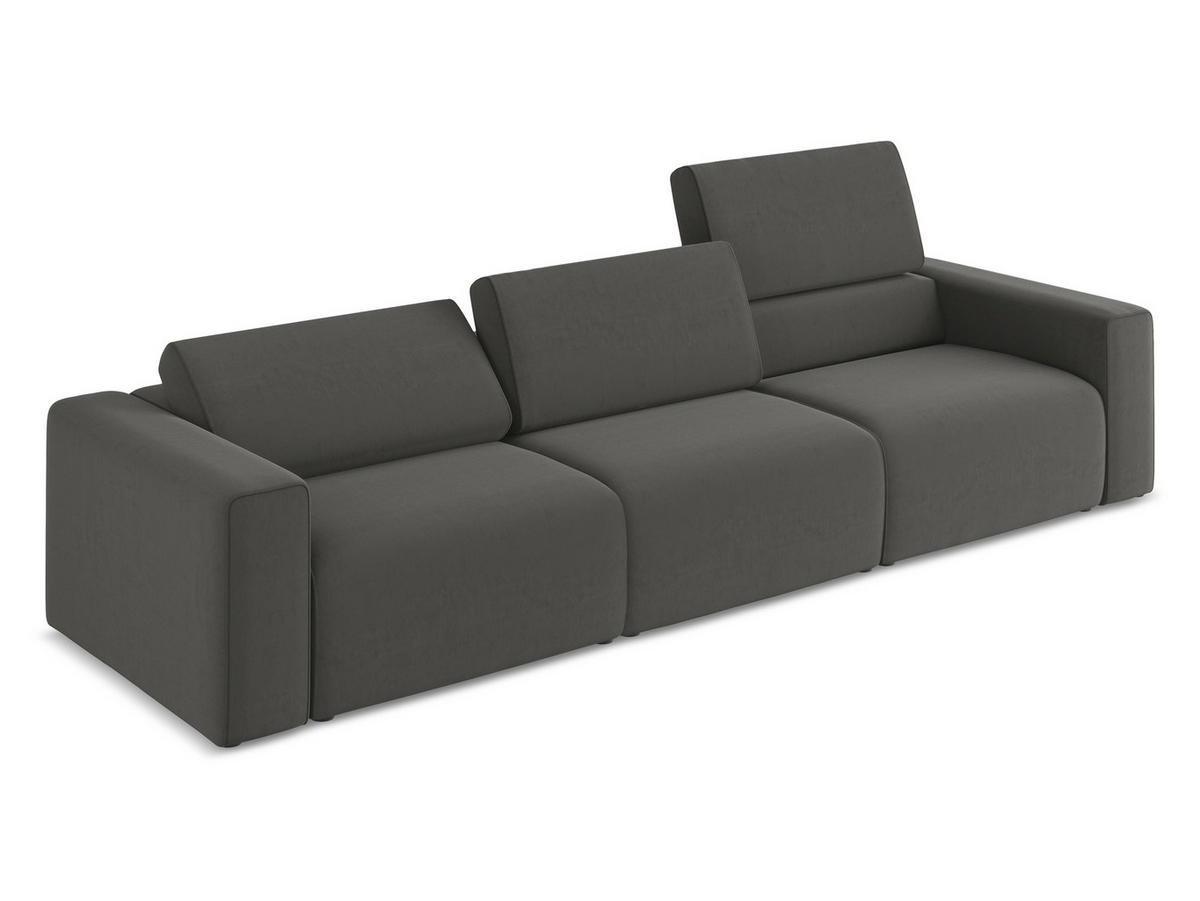 4-SITZER-SOFA Samt Stoff Grau - Dunkelgrau/Schwarz, Kunststoff/Textil (314/80/103cm) - Makamii