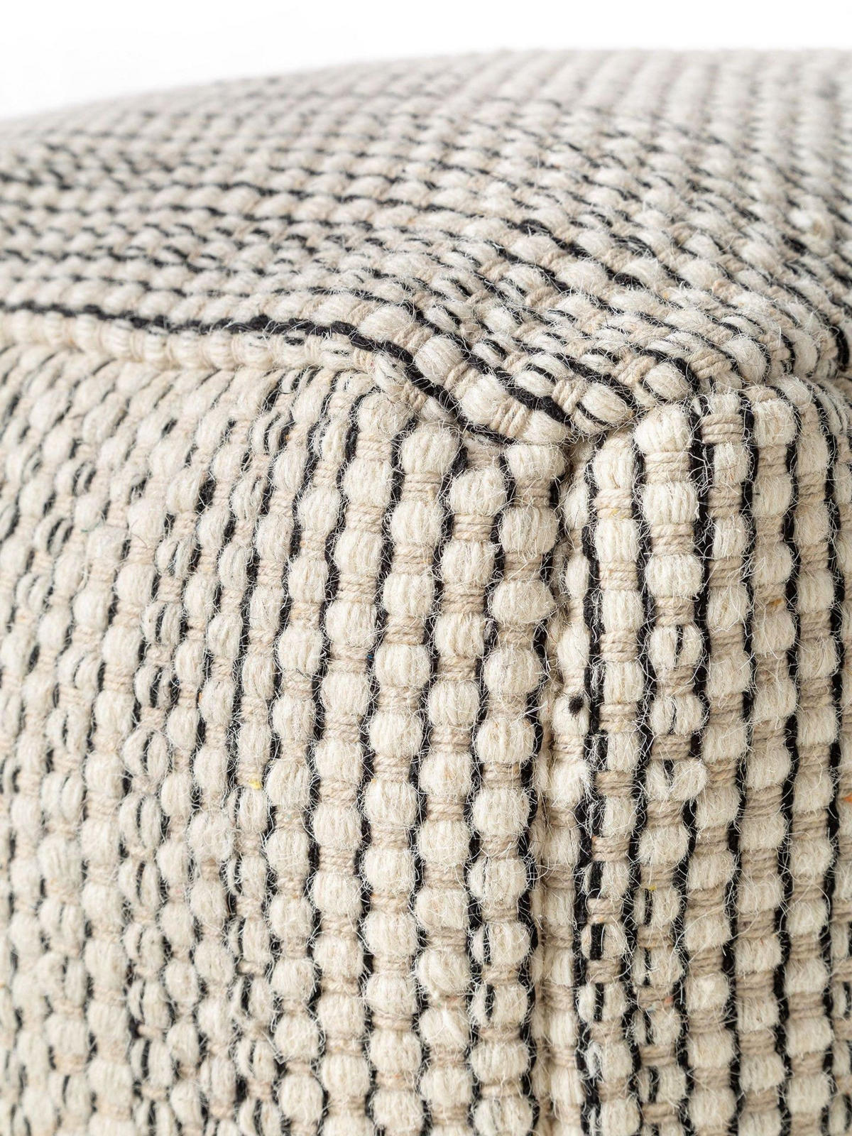 RUČNÝ vlnený puf Rocco Béžová/Čierna 55x55x30 cm - béžová, textil (55/30/55cm) - KUNSTLOFT