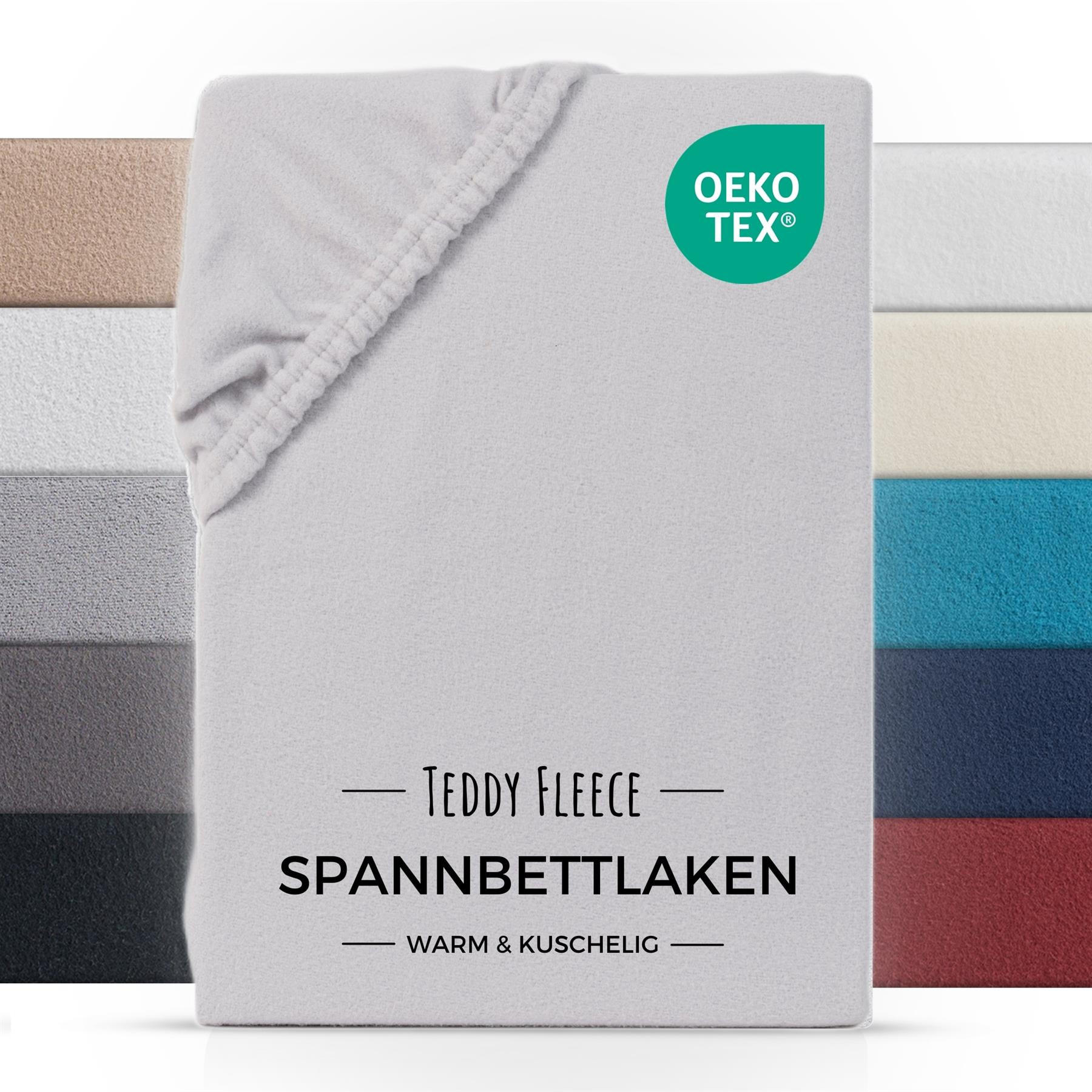 SPANNBETTLAKEN-TEDDY Warmes Winter Bettlaken 160x200 cm, Kuscheliges Teddy Laken Silber - Silberfarben, Textil (160/200cm) - Carpe Sonno
